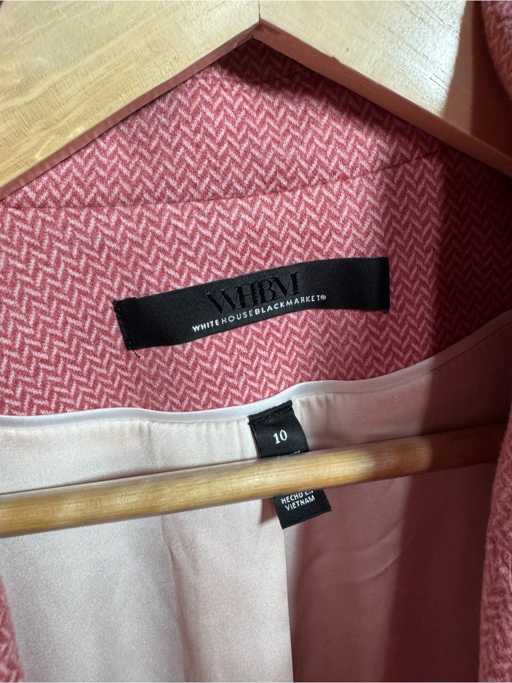 White House Black Market Blazer in Pink Herringbone